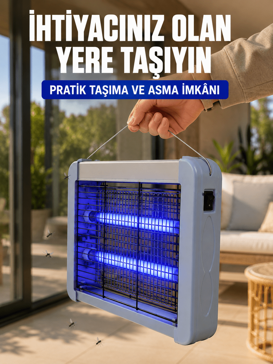 12W Elektrikli Sinek Öldürücü Çift UV Işıklı Asılabilir Böcek Öldürücü Lamba