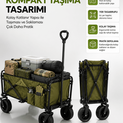 130 KG Taşıma Kapasiteli Katlanabilir Wagon Taşıma Arabası