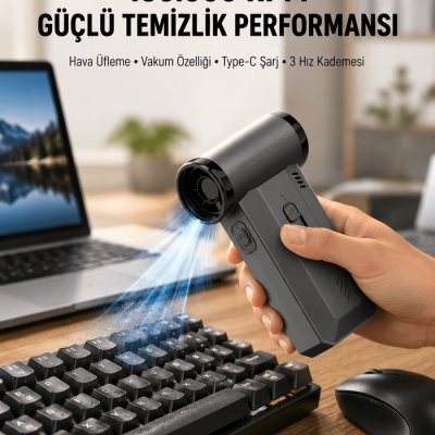 130000 RPM Çok Fonksiyonlu Şarjlı Hava Üfleme ve Vakum Temizlik Cihazı