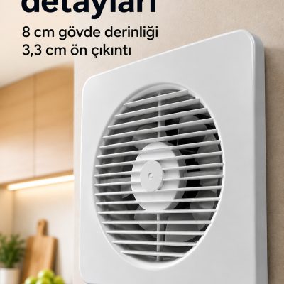 150 mm Bağlantılı Dekoratif Duvar Havalandırma Aspiratörü