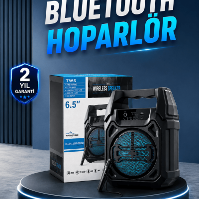15W Güçlü Ses Çıkışlı Bluetooth Hoparlör FM Radyo ve Mikrofon Destekli