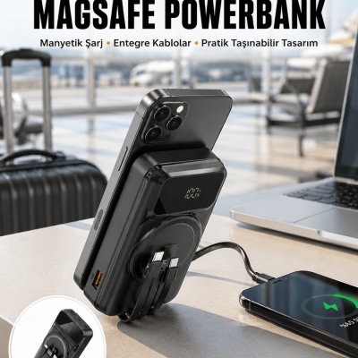 15W Kablosuz Hızlı Şarjlı 10000 mAh Powerbank – Taşınabilir, LED Göstergeli
