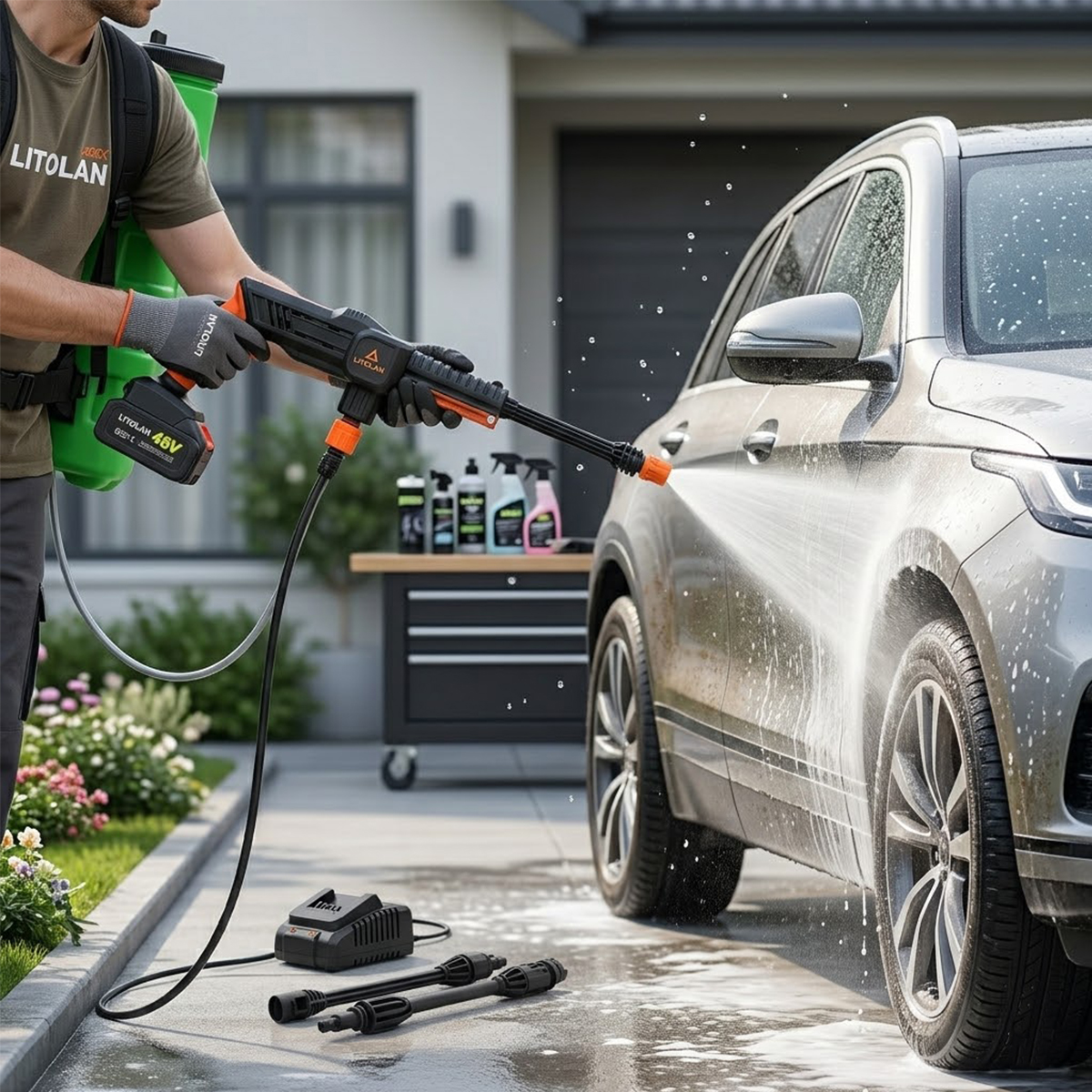 16L Elektrikli Araç Yıkama Tabancası 4.8V