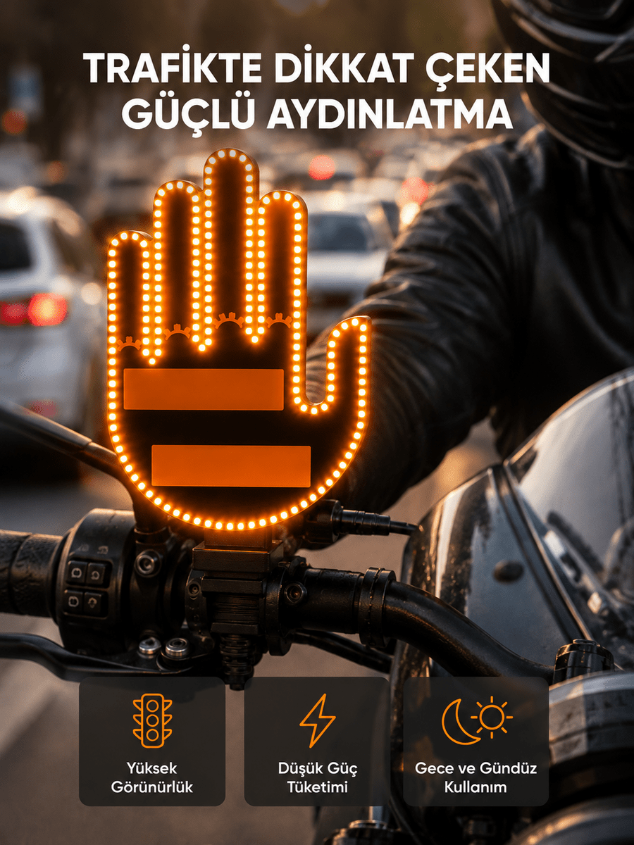176 LED’li Amber Trafik Uyumlu Sinyal Işığı – El Hareketiyle Kontrol