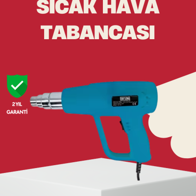 2 Kademeli Güçlü Sıcak Hava Tabancası 380° – 500° Isı Ayarı