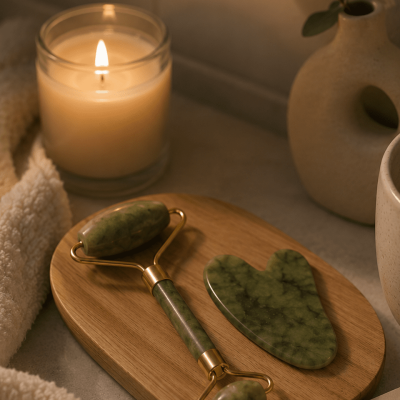 2 Parça Jade Stone Cilt Bakım Seti Şişkinlik Karşıtı Yüz Masajı