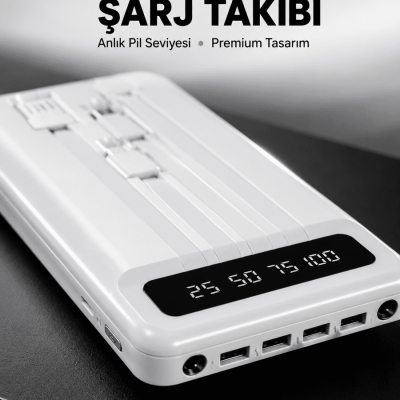 20.000mAh Taşınabilir Powerbank PD Teknolojili Çift USB Çıkışlı Yeni Nesil