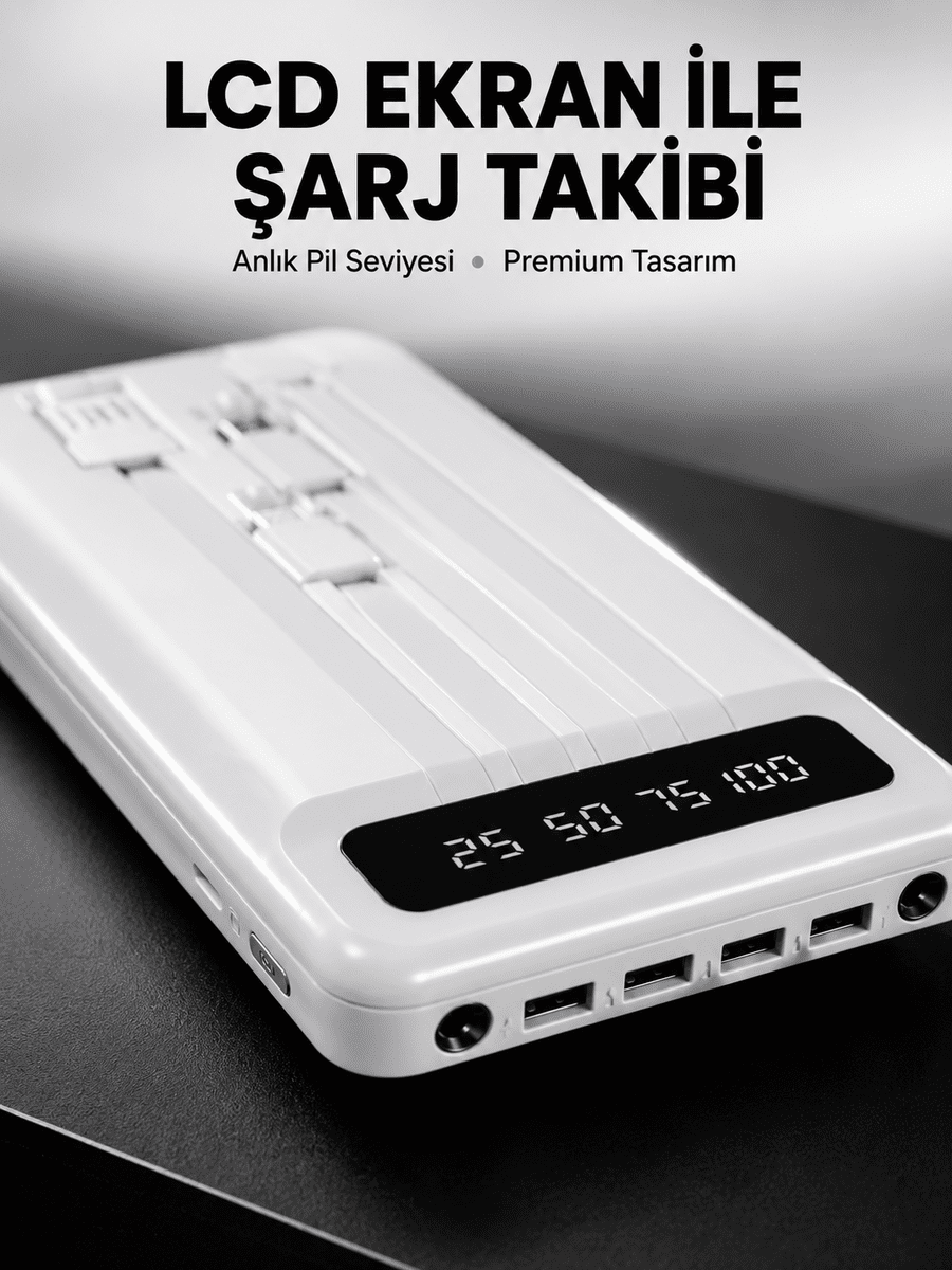 20.000mAh Taşınabilir Powerbank PD Teknolojili Çift USB Çıkışlı Yeni Nesil