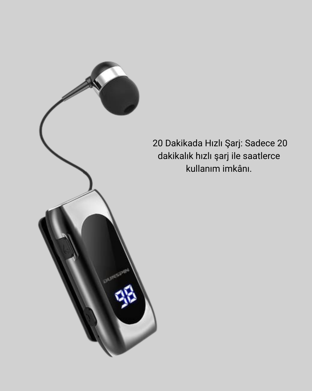 Dijital Göstergeli Bluetooth Kulaklık – Klipsli ve Şık Tasarım Yeni Nesil