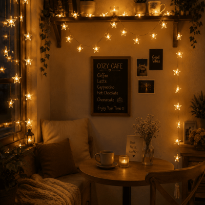 20 LED Yıldız Işık Zinciri Günışığı Beyaz Dekoratif Süs Lambası