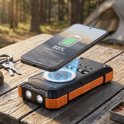 20000 mAh Powerbank Güneş Enerjili Kablosuz Şarj Hızlı Şarj Taşınabilir Batarya