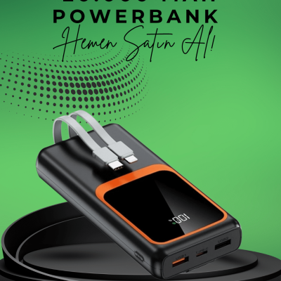 20000 mAh Taşınabilir Powerbank | Çok Kablolu, Hızlı Şarj Destekli (22.5W)