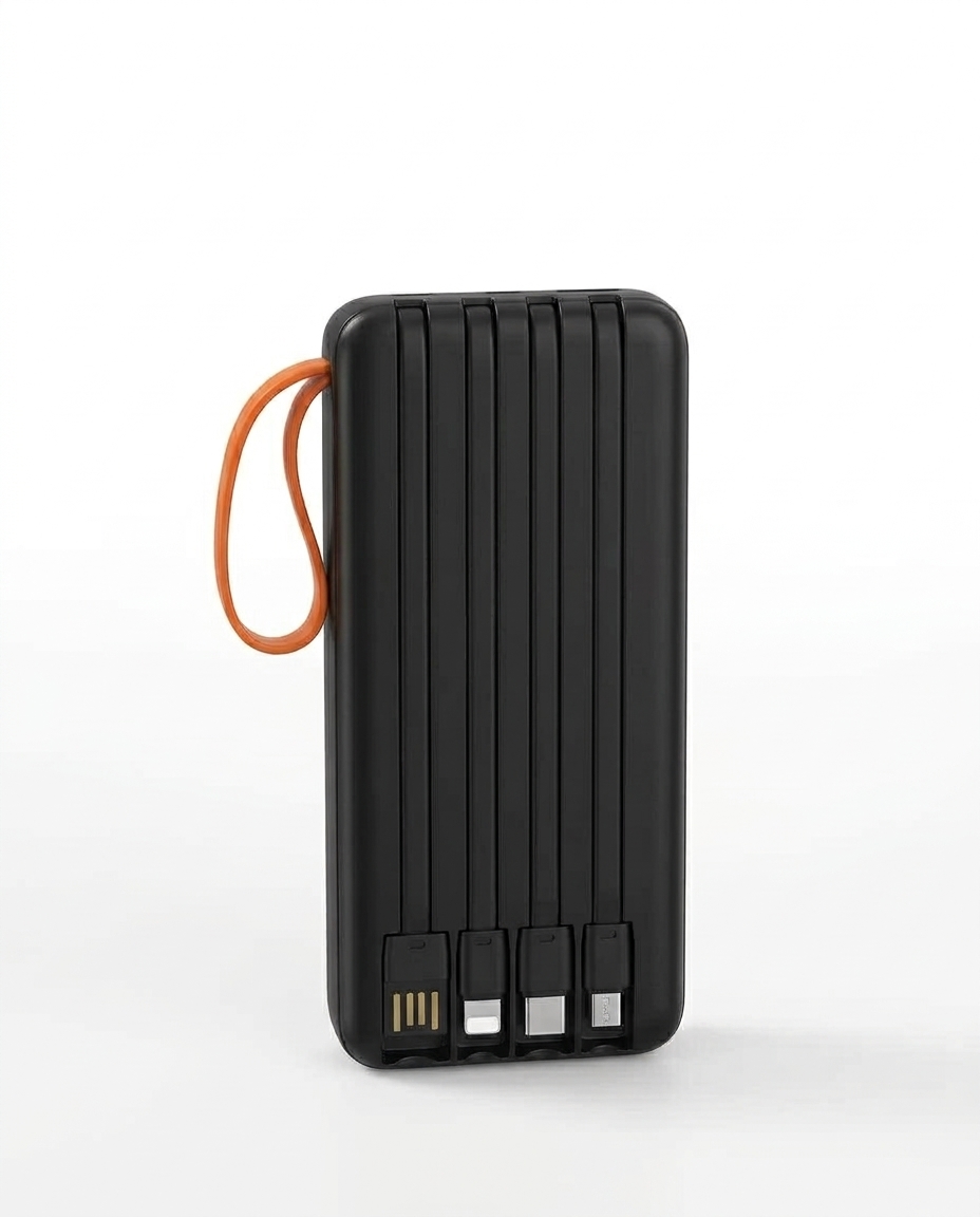 1. Çoklu Çıkışlı 20000 mAh Powerbank Entegre Kablolu Dijital Ekranlı Taşınabilir Şarj Cihazı