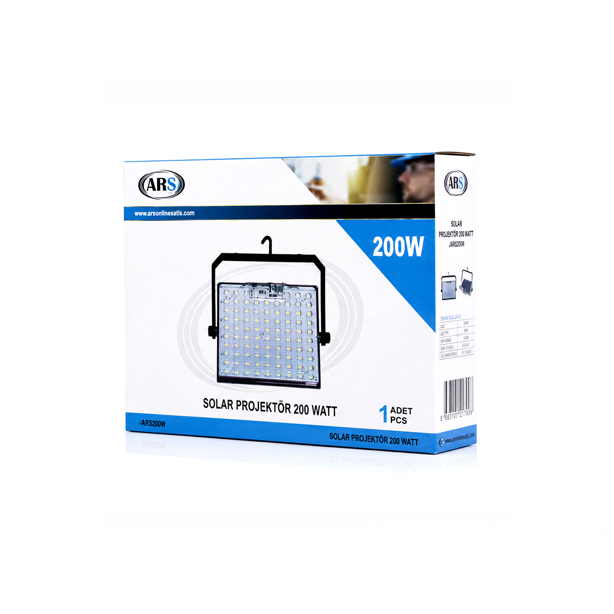 200W Güneş Enerjili LED Projektör - Kamp & Dış Mekan