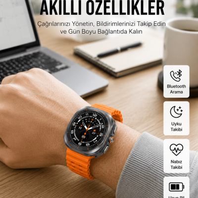 2025 Model Gelişmiş Özellikli Nabız Sensörlü Spor Takibi Yapabilen Titreşimli Saat