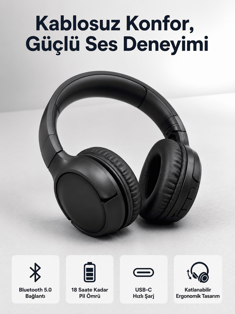 2025 Model Kulak Üstü Bluetooth Hoparlör ANC Özellikli