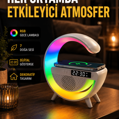 2025 Yeni Seri 15W Kablosuz Şarjlı LED Atmosfer Lambası