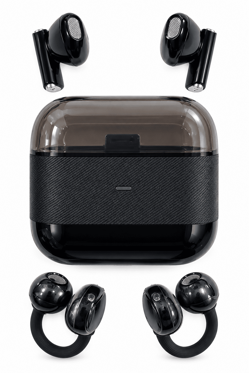 Kablosuz Bluetooth Kulaklık 4 Kulaklıklı 2’si 1 Arada Siyah