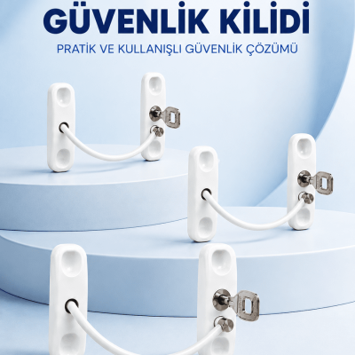 3 Adet Pencere Güvenlik Kilidi Esnek Bağlantılı Anahtarlı Koruma Seti