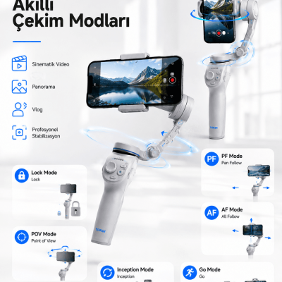 3 Eksen Telefon Sabitleyici Canlı Yayın Vlog Mobil Video Çekimi İçin Profesyonel Gimbal
