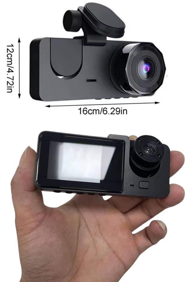 3 Kameralı 2 İnç 1080P Araç İçi Kamera Sürüş Kamerası CarPlay