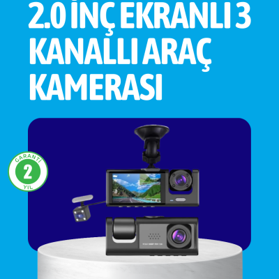 3 Kameralı Araç İçi Kayıt Cihazı  Suya ve Toza Dayanıklı Tasarım