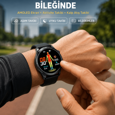 3 Kordonlu AMOLED Akıllı Saat – Sağlık Takipli