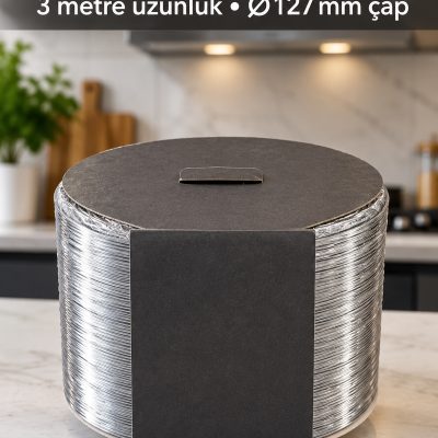 3 Metre Uzunluğunda Gümüş Renkli Telli Aspiratör Borusu