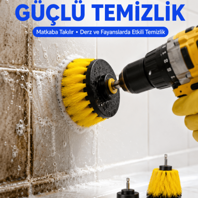 3 Parça Matkap Ucu Temizlik Fırçası Dayanıklı Naylon Kıllı