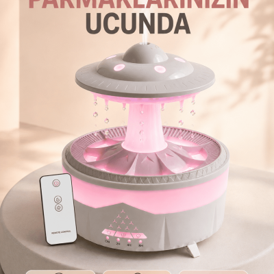 350 ML UFO Tasarımlı Ultrasonik Hava Nemlendirici Yağmur Efektli Gece Lambası