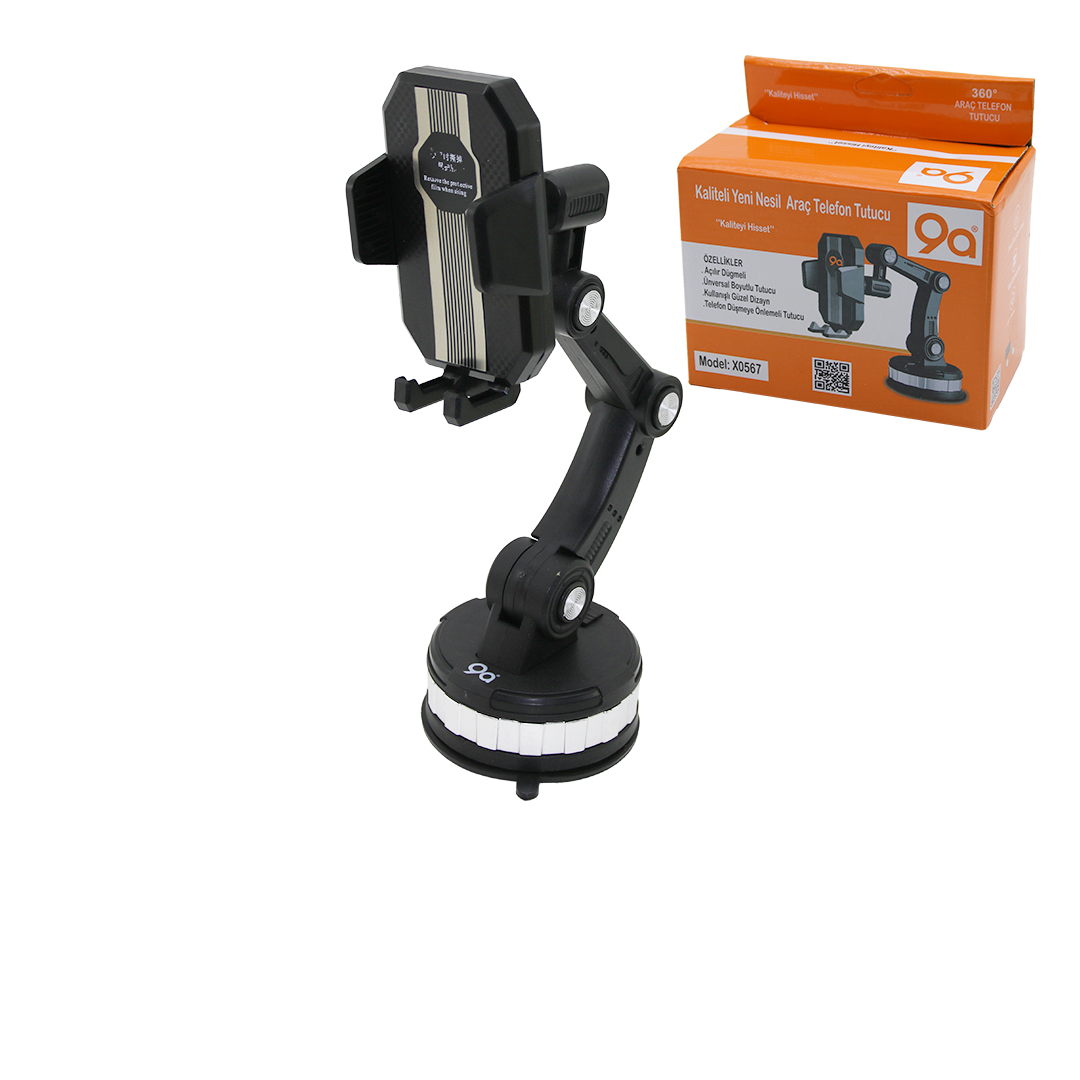 360° Eklemli Araç Telefon ve Bardak Tutucu (60-105 mm)
