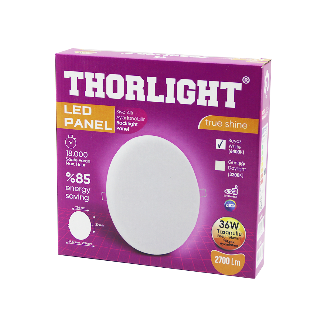 36W 22 cm Beyaz LED Panel (Sıva Altı Mandallı) 6400K 2700 lm