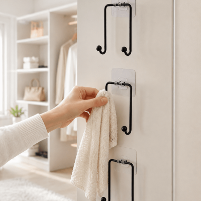3'lü Duvar Tipi Yapışkanlı Askılık Ev ve Yaşam Alanları İçin Pratik Set