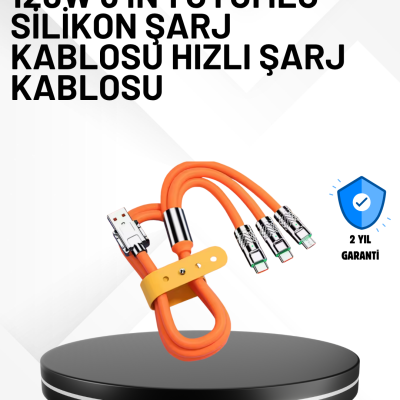 3’ü 1 Arada Kablo – 120W Hızlı Şarj ve Veri Aktarımı Özellikli