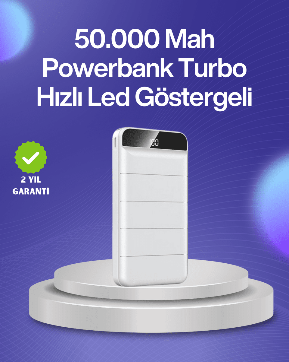 4 Cihazı Aynı Anda Şarj Edebilen Güçlü Powerbank 50000 mAh