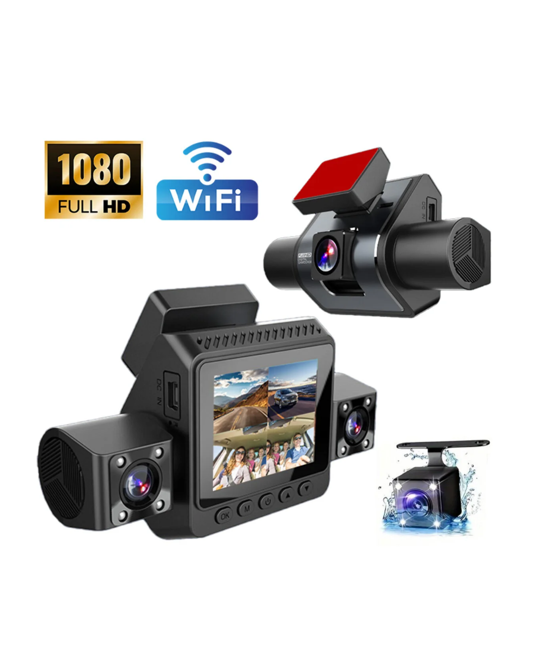 Araç Ön Arka İç Kamera Sistemi Full HD Hareket Sensörlü Kayıt Cihazı