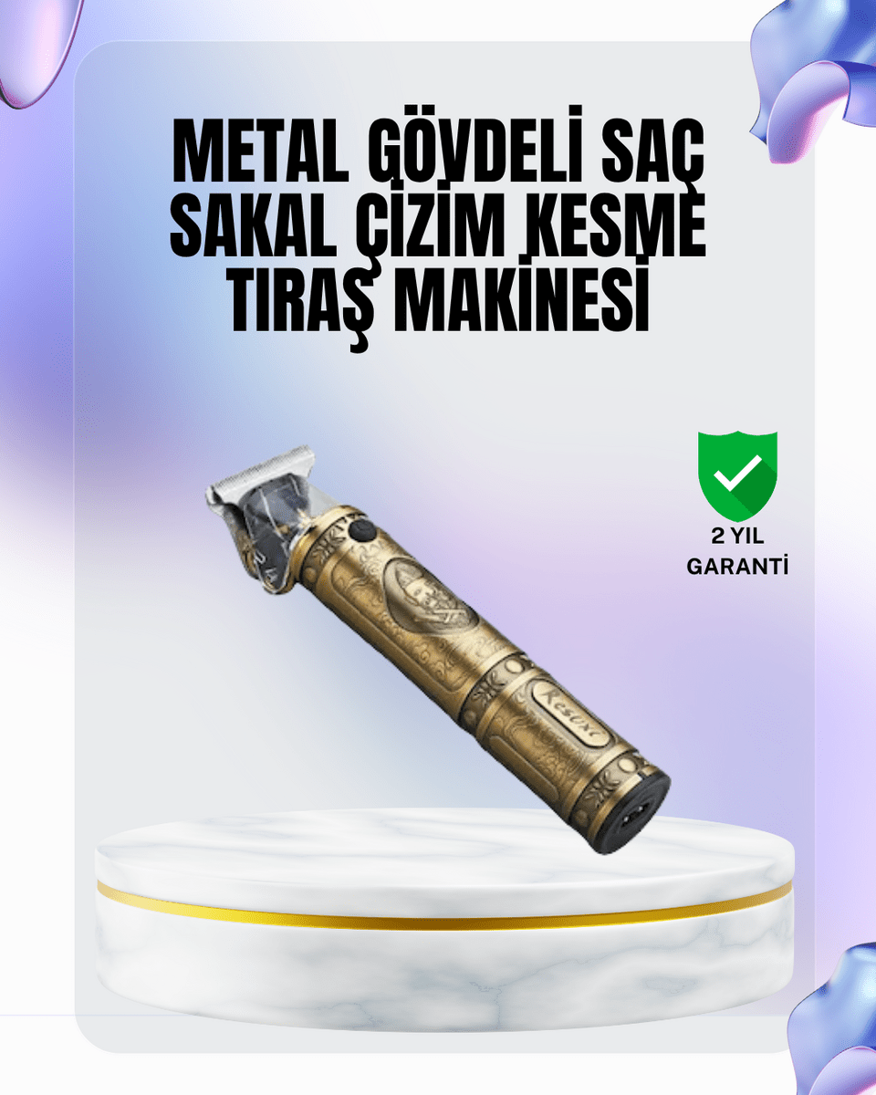 4 Kılavuz Taraklı Profesyonel Saç ve Sakal Kesme Makinesi