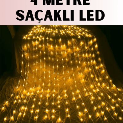 4 Metre Icicle Şelale Led Yılbaşı Perde Işık Sıcak Ambiyans