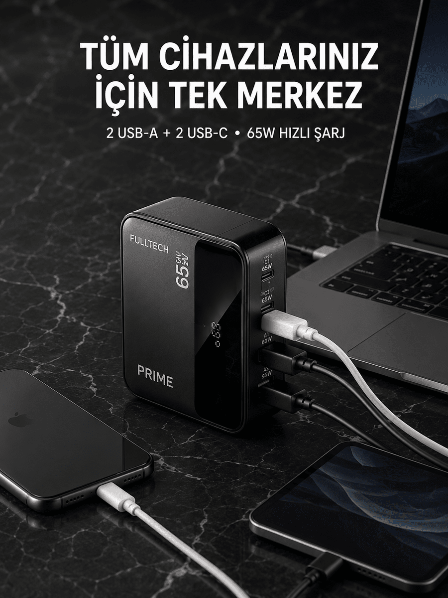 4 Portlu GaN Masaüstü Hızlı Şarj İstasyonu