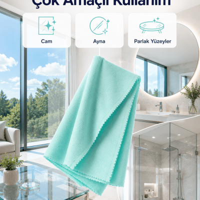 40x60 Mikrofiber Cam Temizlik Bezi İz ve Tüy Bırakmayan Profesyonel Cam Silme Bezi