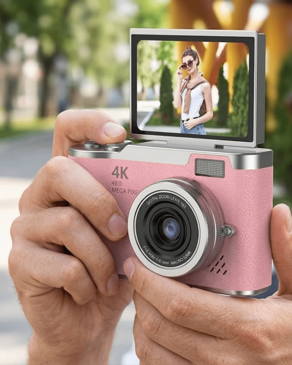 48 MP Dijital Kamera Flip Ekran 18x Zoom Vlog Selfie Kamera