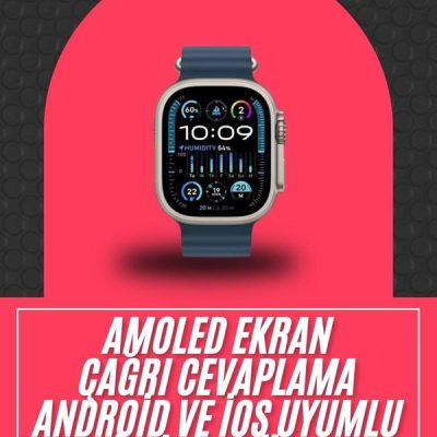 49mm Akıllı Saat Amoled Ekranlı Kadın Erkek Kol Saati Plastik Kordon