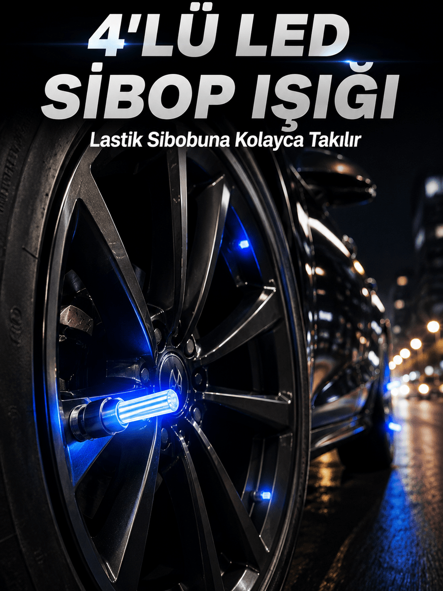 4'lü Araç Sibop LED Işığı Otomatik Açılan Lastik Işığı Seti