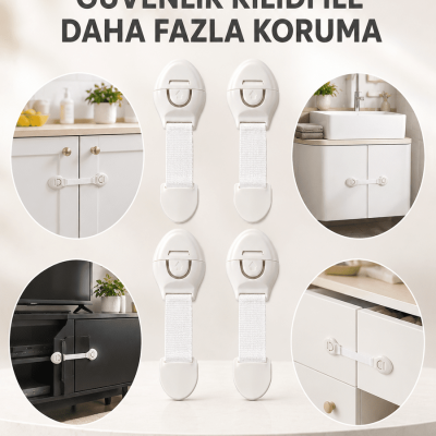 4'lü Esnek Kayışlı Çocuk Güvenlik Kilidi Pratik ve Güvenli Kullanım