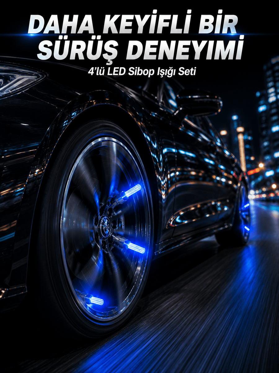 4'lü LED Sibop Işığı Hareket Sensörlü Araç Lastik Sibop Lambası