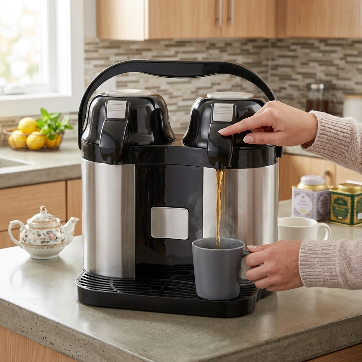 5 L 304 Paslanmaz Çelik Termos (Pompalı Musluklu, Çiftli)