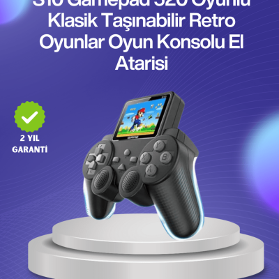 500 Oyunlu Nostaljik El Tipi Oyun Konsolu, Taşınabilir Şarjlı Cihaz, Renkli Ekran ve TV Destekli