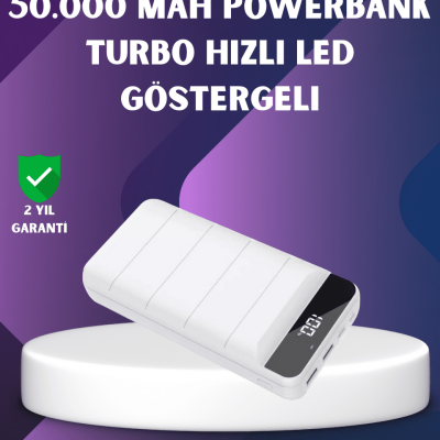 50000mAh Yüksek Kapasiteli Powerbank Hızlı Şarj ve LED Ekranlı