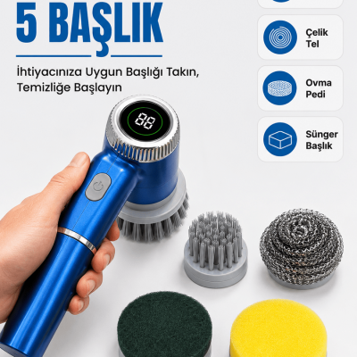 5'i 1 Arada Şarjlı Temizlik Fırçası ile Güçlü ve Pratik Temizlik