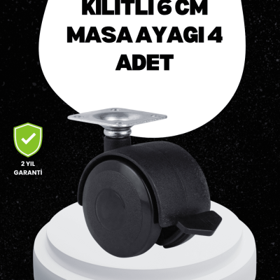 6 cm Kilitli Tekerlek Ayak 4 Adet Sehpa ve Ekipman Uyumlu